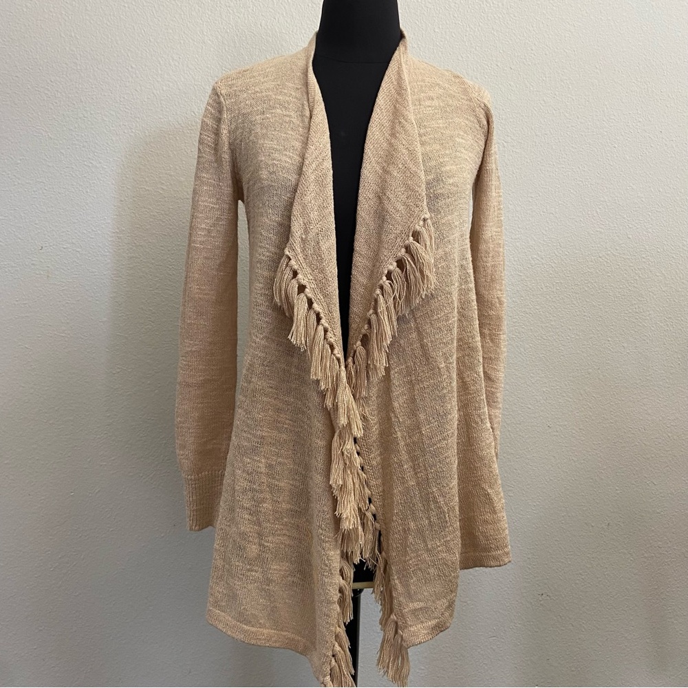 Lilly Pulitzer‎ Tassel Beige Lightweight Shawl Cardigan XXS